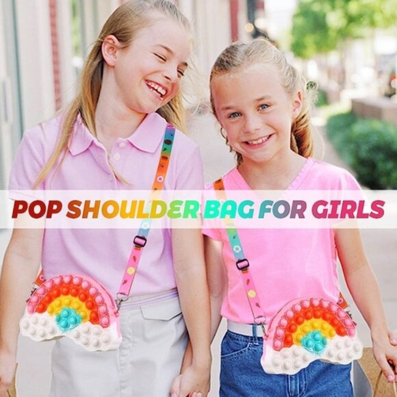 Pop Fidget | Rainbow Shoulder Bag Pop Fidgets Bag Purse for Girls - Picture 1 of 11